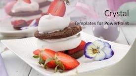  Presentation with chocolate strawberry - Colorful PPT theme enhanced with theme deserts - strawberry chocolate napoleon backdrop and a soft green colored foreground