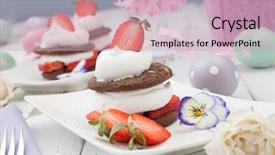  Presentation with chocolate strawberry - Slide set consisting of theme deserts - strawberry chocolate napoleon background and a soft green colored foreground