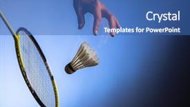  Presentation with badminton - Colorful slide deck enhanced with theme fantasy - badminton racket and shuttlecock closeup backdrop and a teal colored foreground
