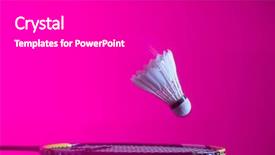  Presentation with badminton - Colorful PPT theme enhanced with theme fantasy - badminton racket and shuttlecock closeup backdrop and a light gray colored foreground