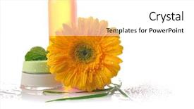  Presentation with cosmetics natural - PPT layouts featuring theme for natural cosmetics with yellow flower on white background background and a white colored foreground