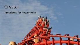  Presentation with roller coaster - Amazing slide set having french fries hamburger and cola on white background backdrop and a coral colored foreground