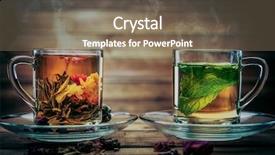  Presentation with peppermint - Colorful presentation design enhanced with theme pot - glass cups with tea flower backdrop and a violet colored foreground