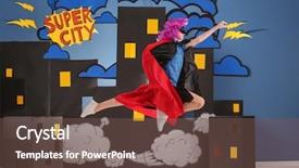  Presentation with superhero - Presentation design with themed - cute girl as superhero background and a tawny brown colored foreground