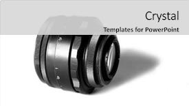  Presentation with lens - Slide set having machine black themes - old camera's lens system background and a  colored foreground