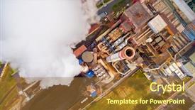  Presentation with power industry - Beautiful PPT layouts featuring themes global warming - aerial view to smoking chimney backdrop and a tawny brown colored foreground