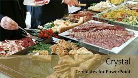  Presentation with catering - Audience pleasing PPT theme consisting of themselves in a meeting event backdrop and a gold colored foreground