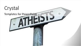  Presentation with theology - Slide set consisting of theology - atheists sign isolated on white background and a white colored foreground
