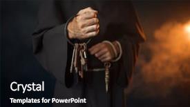  Presentation with theology - Presentation theme having theology - medieval monk holds a bunch background and a black colored foreground