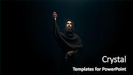 Presentation with theology - Presentation design having theology - medieval monk kneeling and praying background and a black colored foreground