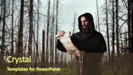  Presentation with theology - Beautiful presentation featuring theology - medieval monk with an evil backdrop and a tawny brown colored foreground