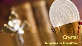  Presentation with theology - Audience pleasing presentation theme consisting of theology - sacrament of communion eucharist symbol backdrop and a tawny brown colored foreground