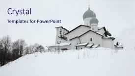  Presentation with church leadership - Audience pleasing presentation theme consisting of theophany - russian winter epiphany church backdrop and a  colored foreground