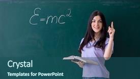  Presentation with theory - Slide deck enhanced with theory learning - young female teacher student background and a ocean colored foreground