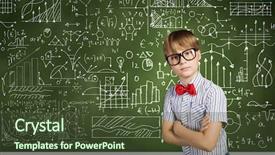  Presentation with theory - Slide set enhanced with theory mind - genius boy in red glasses background and a tawny brown colored foreground