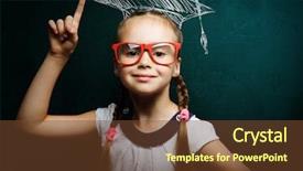  Presentation with theory - Colorful PPT theme enhanced with theory mind - genius girl in red glasses backdrop and a tawny brown colored foreground