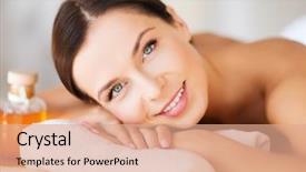  Presentation with spa concept - PPT theme enhanced with therapeutic - beauty and spa concept background and a coral colored foreground