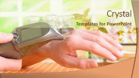  Presentation with acupuncture - Theme having therapeutic devices - finding an acupuncture point background and a soft green colored foreground