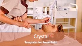  Presentation with facial pain medical man - Amazing presentation design having therapeutic devices - man receiving electric facial hydradermie backdrop and a coral colored foreground