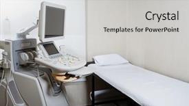  Presentation with medical ultrasound - Presentation enhanced with therapeutic devices - medical ultrasound diagnostic equipment background and a light gray colored foreground
