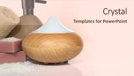  Presentation with therapeutic - Audience pleasing slide set consisting of therapeutic devices - oil diffuser on color background backdrop and a  colored foreground