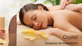  Presentation with therapeutic - Audience pleasing theme consisting of therapeutic - beauty holidays and spa concept backdrop and a coral colored foreground