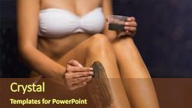  Presentation with therapeutic - PPT theme having up of woman applying therapeutic background and a tawny brown colored foreground