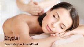  Presentation with therapeutic - Colorful theme enhanced with therapeutic - health beauty resort and relaxation backdrop and a coral colored foreground
