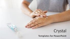  Presentation with therapeutic - Amazing presentation design having hands applying cream or therapeutic backdrop and a light gray colored foreground