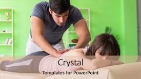  Presentation with chiropractor - Colorful slide deck enhanced with vertebra - young doctor chiropractor massaging patient backdrop and a coral colored foreground