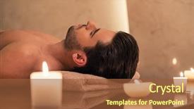  Presentation with relaxing - Audience pleasing PPT theme consisting of hotel facilities - young man relaxing on massage backdrop and a tawny brown colored foreground