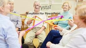  Presentation with cohesion - Audience pleasing slides consisting of therapist-and-seniors-do-exercise backdrop and a soft green colored foreground
