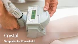  Presentation with massage therapist - Presentation design having therapist applying lipo massage lpg background and a coral colored foreground