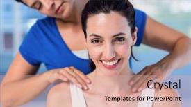 Presentation with massage therapist - Audience pleasing presentation design consisting of therapist doing back massage backdrop and a coral colored foreground
