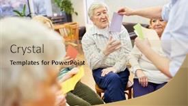  Presentation with colorful hands - PPT theme with therapist-hands-out-colorful-pieces background and a soft green colored foreground