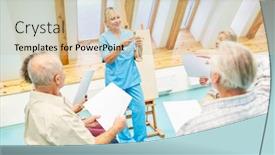  Presentation with dementia - Cool new slides with therapist-in-a-creative-painting backdrop and a soft green colored foreground