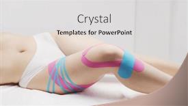  Presentation with kinesiology - Slide set featuring therapist-is-applying-tape background and a light gray colored foreground