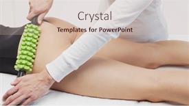  Presentation with massage therapist - Presentation consisting of therapist-makes-anti-cellulite-massage background and a soft green colored foreground