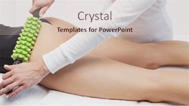  Presentation with massage therapist - Presentation theme enhanced with therapist-makes-anti-cellulite-massage background and a soft green colored foreground