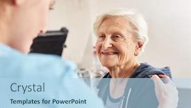  Presentation with rehab - Presentation design enhanced with therapist-motivates-sick-elderly-woman background and a light blue colored foreground