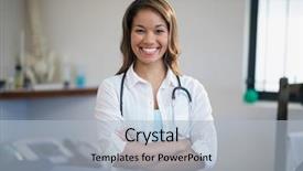  Presentation with examination - Amazing presentation theme having therapist standing with arms cross backdrop and a  colored foreground