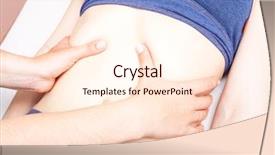  Presentation with alternative medicine - Cool new slide deck with manual therapy - young woman's abdomen being manipulated backdrop and a cream colored foreground