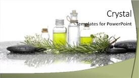  Presentation with detox green smoothies still life - Cool new slide deck with therapy black stones bottle oil backdrop and a white colored foreground