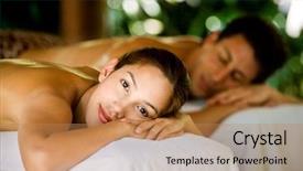  Presentation with couple therapy - Audience pleasing slide set consisting of therapy couples - attractive young couple lying backdrop and a coral colored foreground