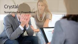  Presentation with couple therapy - Colorful PPT theme enhanced with therapy couples - couple visiting therapist for assistance backdrop and a coral colored foreground