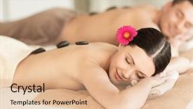  Presentation with spa salon - PPT theme featuring therapy couples - picture of couple in spa background and a coral colored foreground