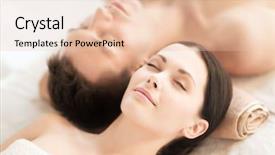  Presentation with salon and spa - Amazing PPT theme having therapy couples - picture of couple in spa backdrop and a lemonade colored foreground