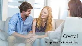  Presentation with how to be happy - Presentation theme consisting of therapy couples - psychologist and happy couple background and a light blue colored foreground