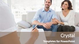  Presentation with couple therapy - PPT theme featuring therapy couples - reconciled couple smiling and talking background and a coral colored foreground