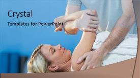  Presentation with iv therapy - PPT theme having therapy from physiotherapist in clinic background and a light blue colored foreground